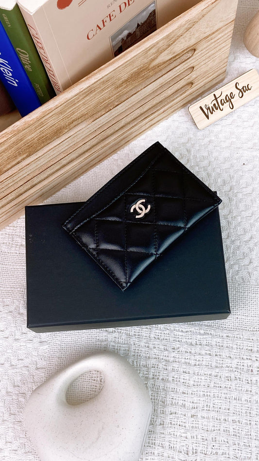 Black Lambskin Classic Card Case SHW