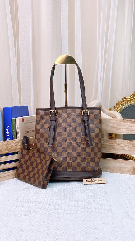 LV Damier Ebene Marais Bucket PM with Inner Pouch