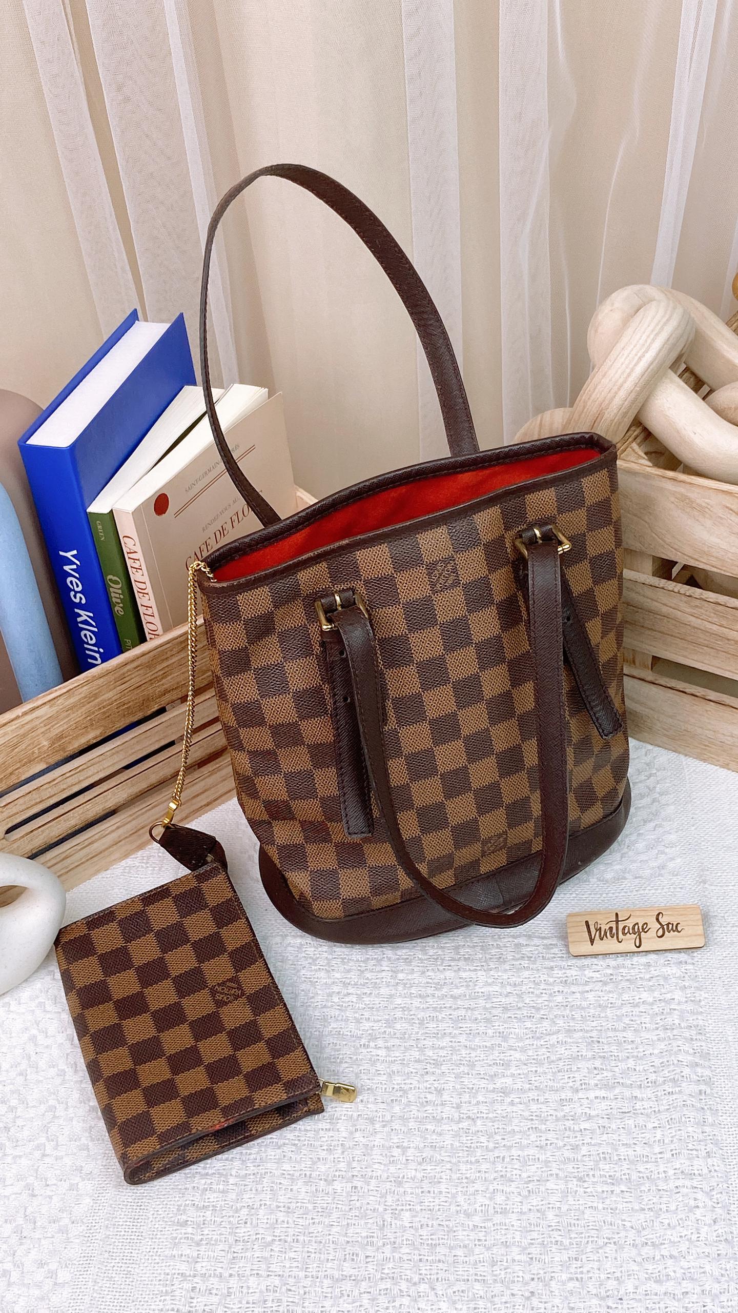 LV Damier Ebene Marais Bucket PM with Inner Pouch