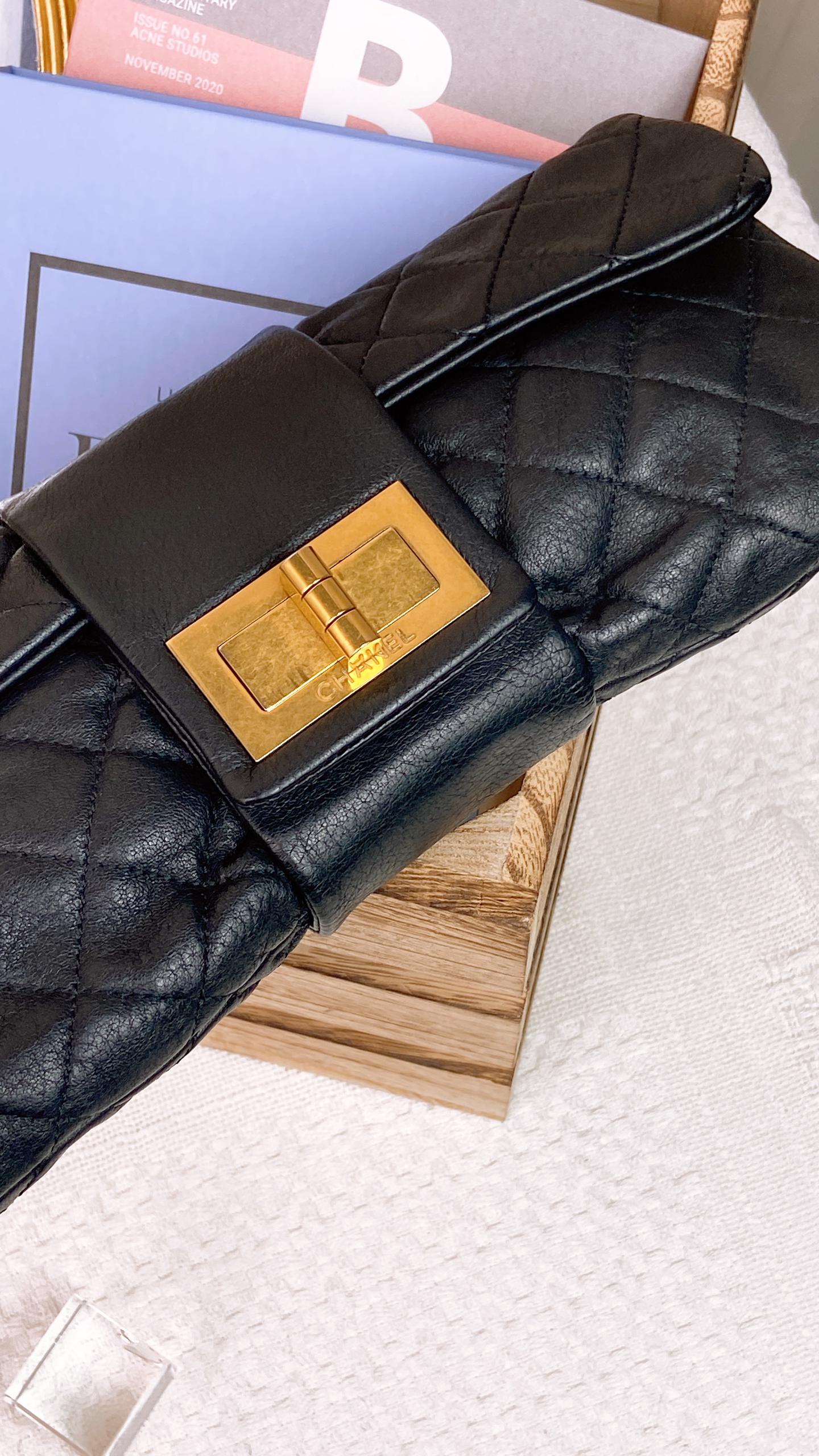 Chanel Black Sheepskin 2.55 Reissue Clutch GHW