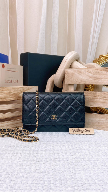 Chanel Black Caviar Classic WOC GHW