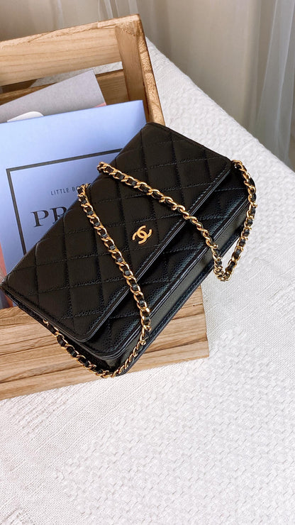 Chanel Black Caviar Classic WOC GHW