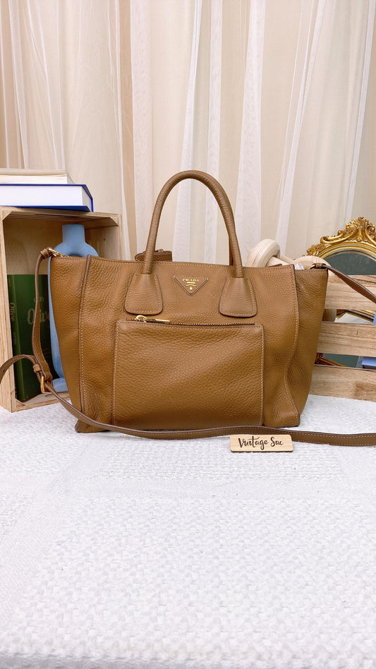 Prada Brown Vitello Daino Tote