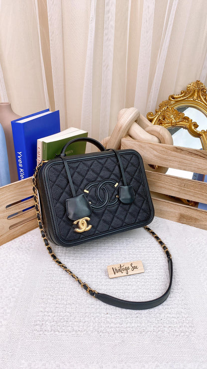 Chanel Black Caviar Large Filigree GHW