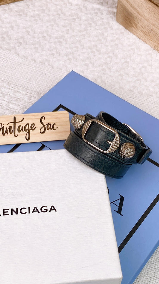 Balenciage Dark Grey Double Tour Bracelet SHW