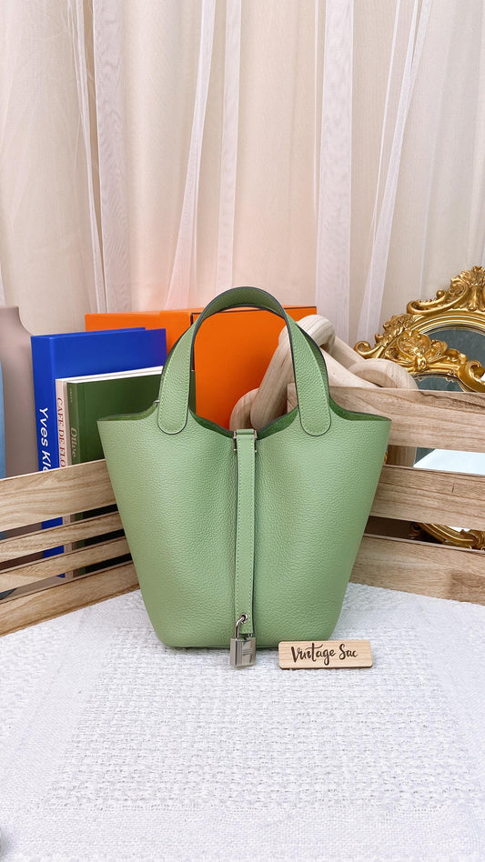 Hermes Vert Crique Picotin 18 PHW