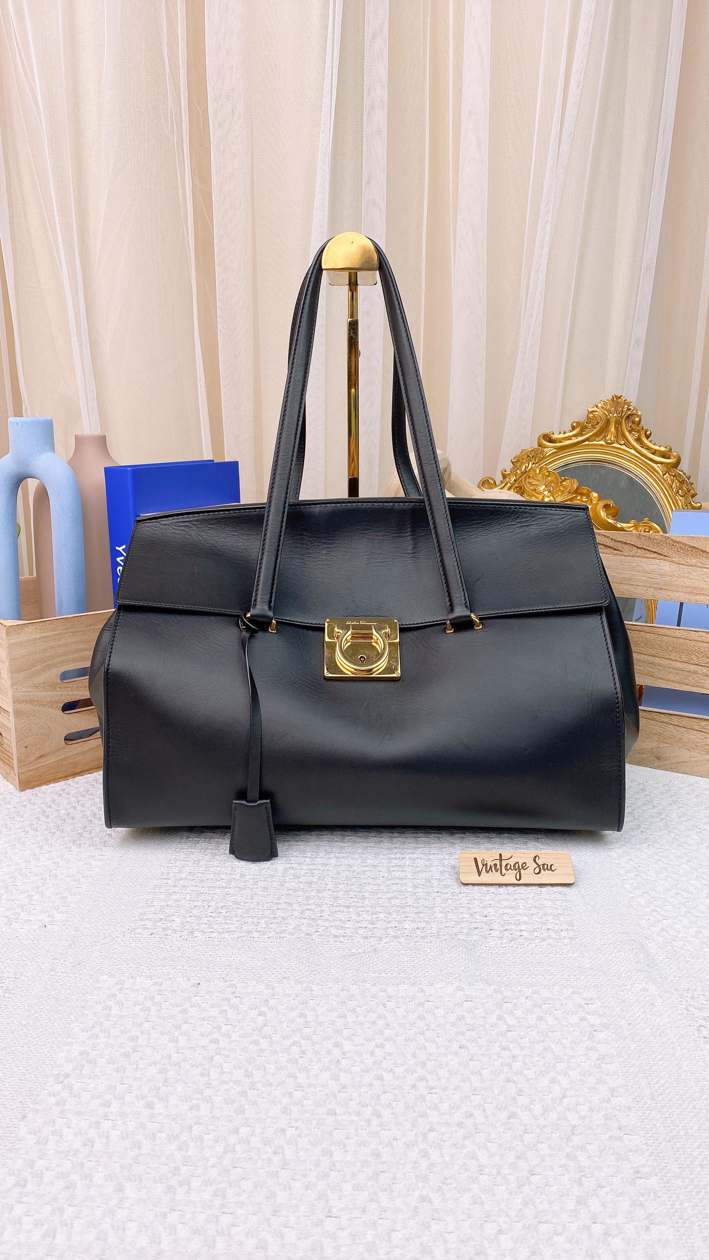 Salvatore Ferragamo Black Gancini Shoulder Bag