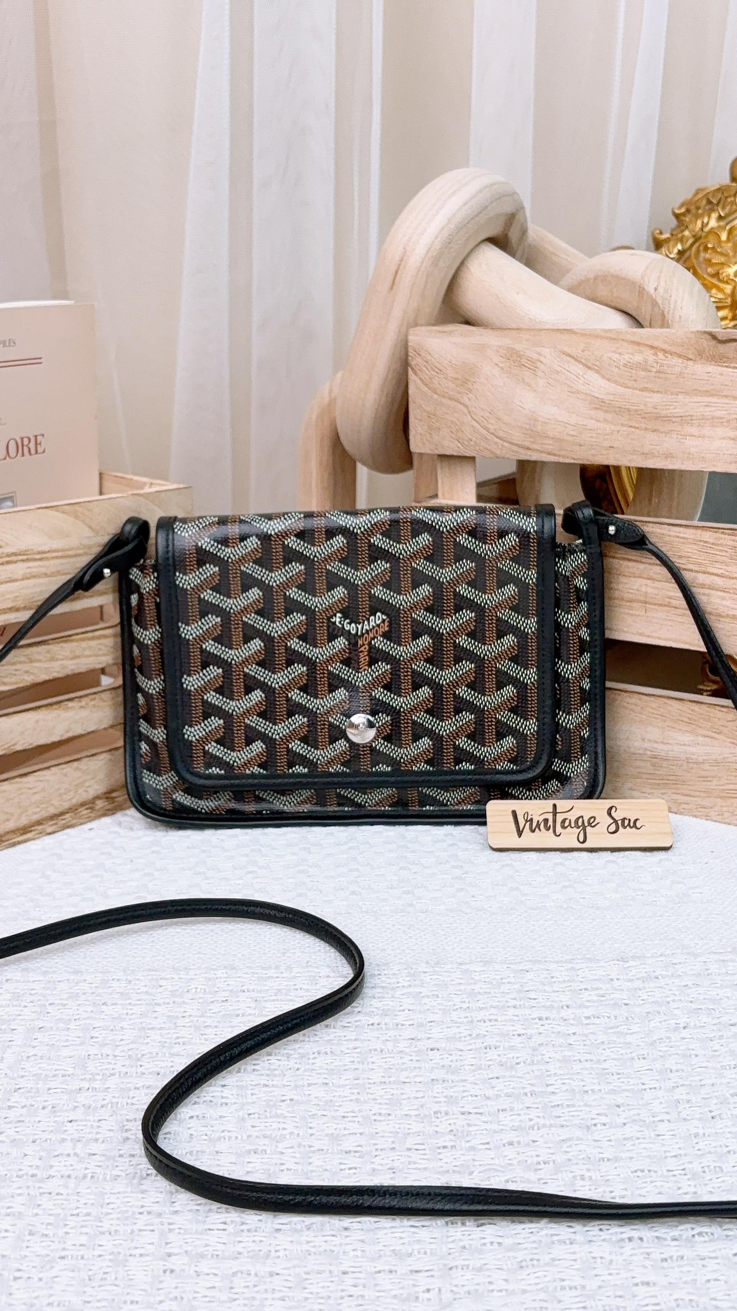 Goyard Black Plumet Pocket Wallet on Strap