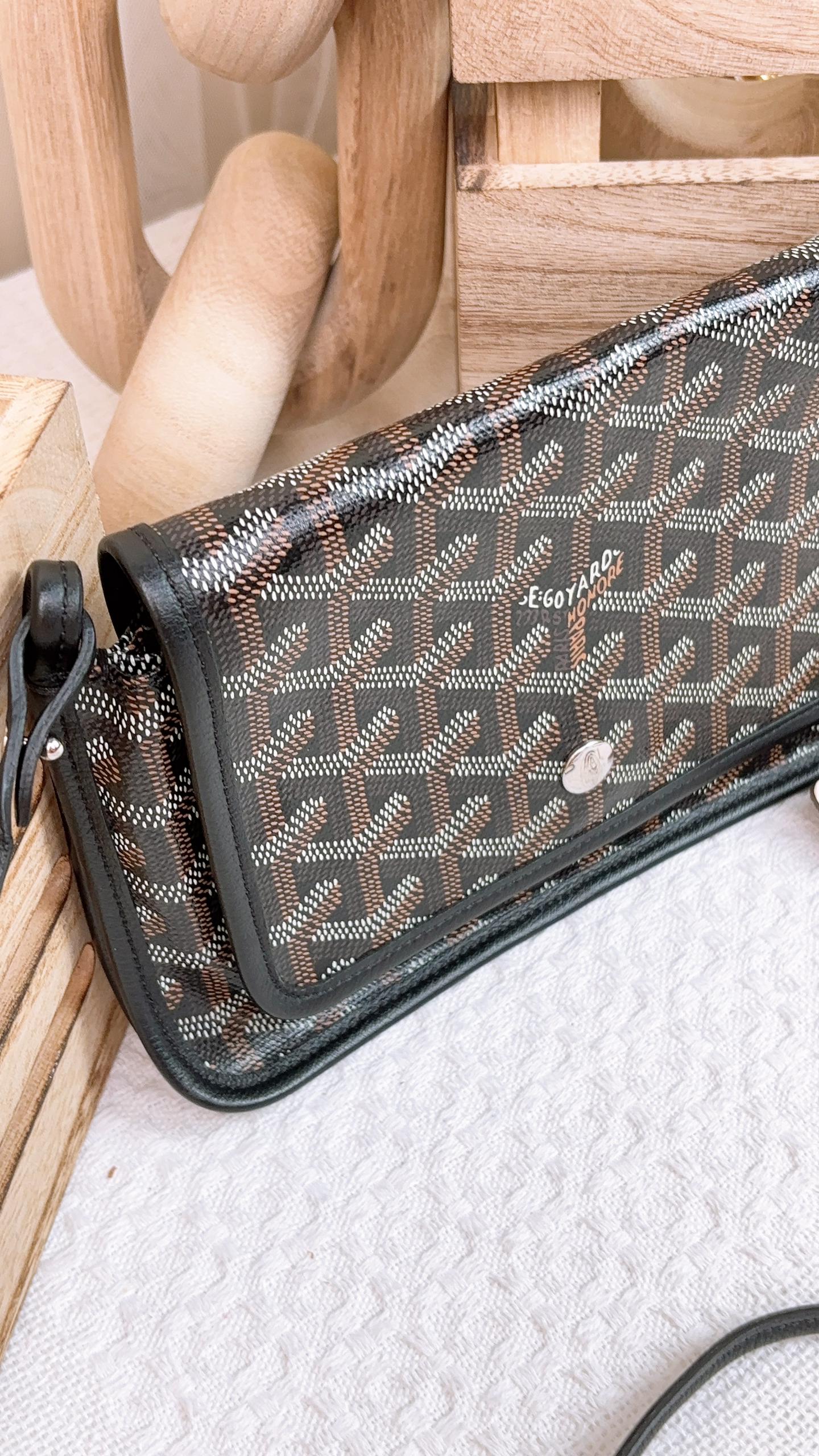 Goyard Black Plumet Pocket Wallet on Strap