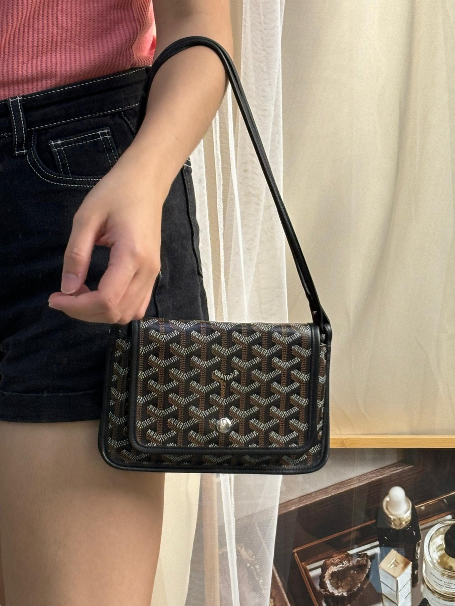 Goyard Black Plumet Pocket Wallet on Strap