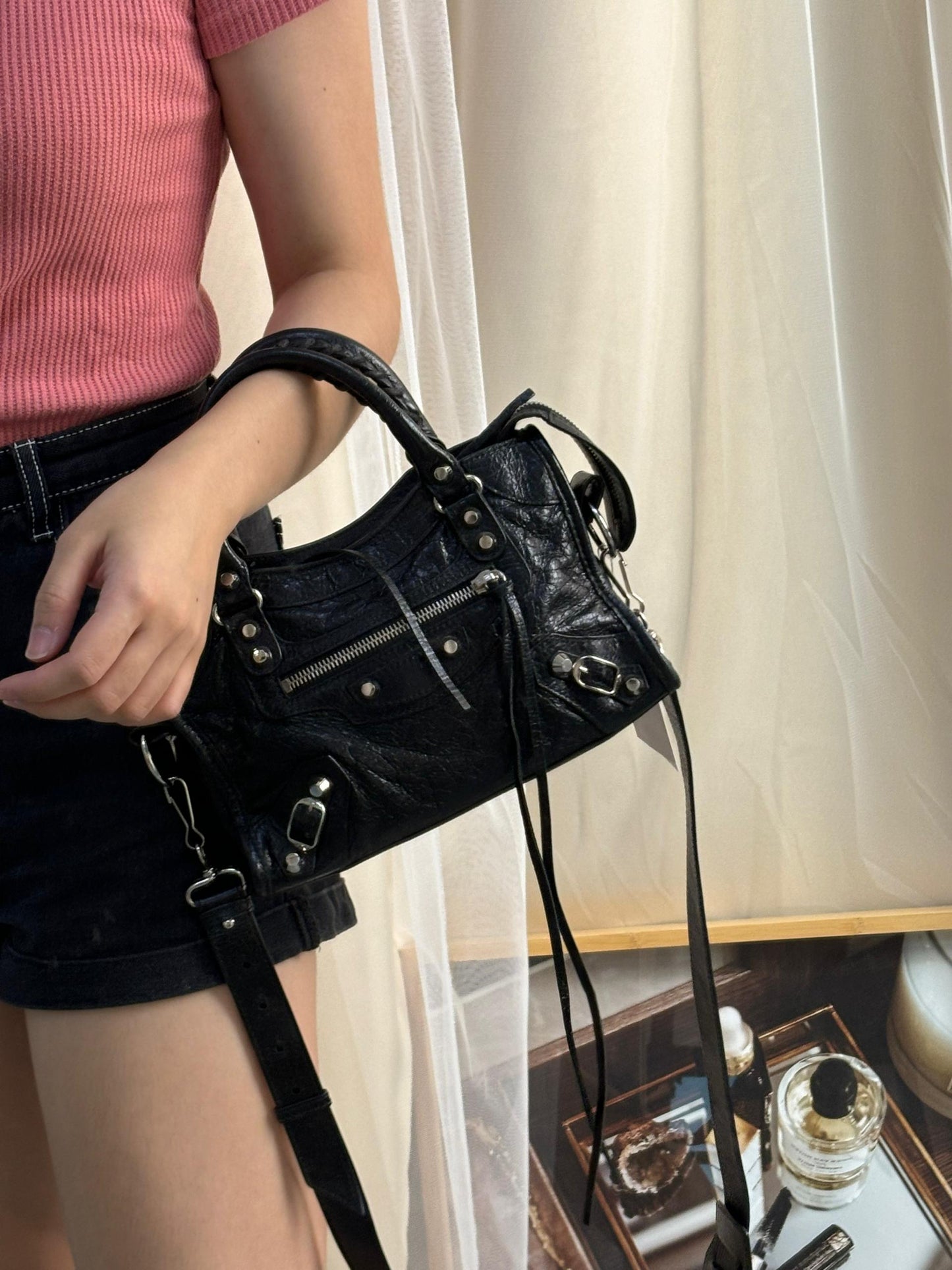 Balenciaga Black Agneau Mini City Bag SHW