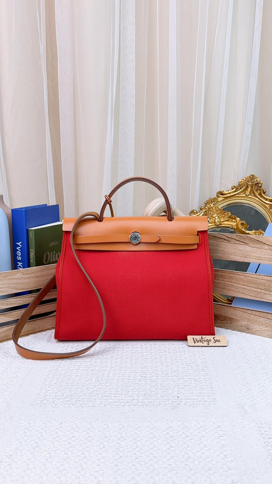 Hermes Red x Naturel Herbag Zip 31 PHW