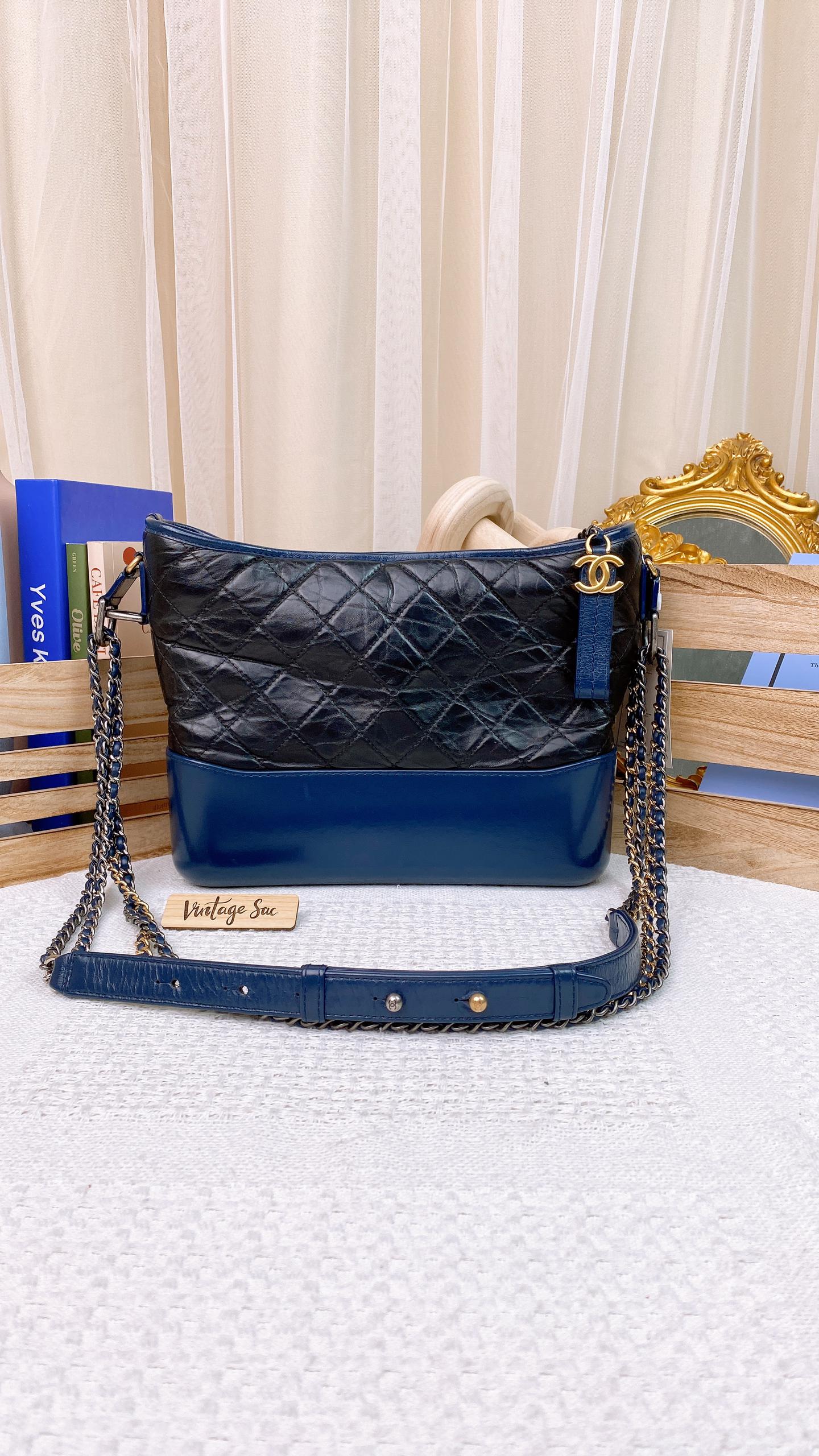 Chanel Black x Navy Medium Gabrielle