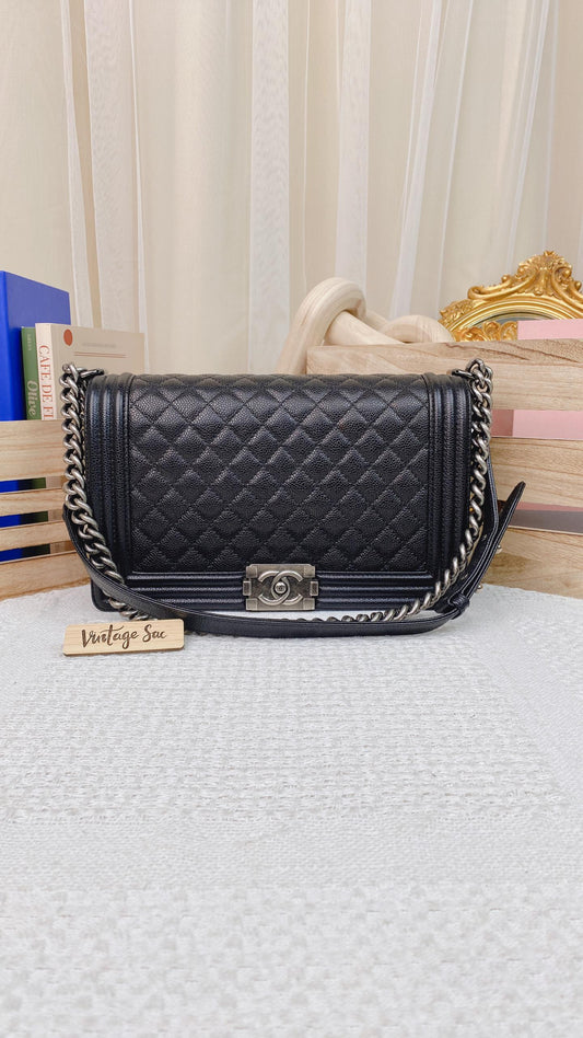 Chanel Black Caviar New Medium Boy Flap RHW