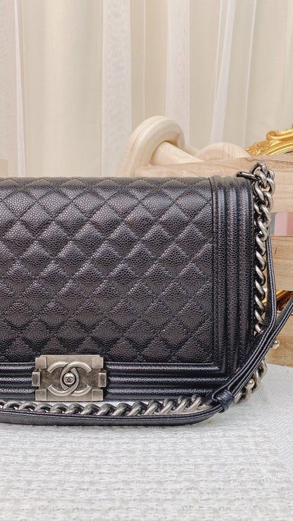 Chanel Black Caviar New Medium Boy Flap RHW