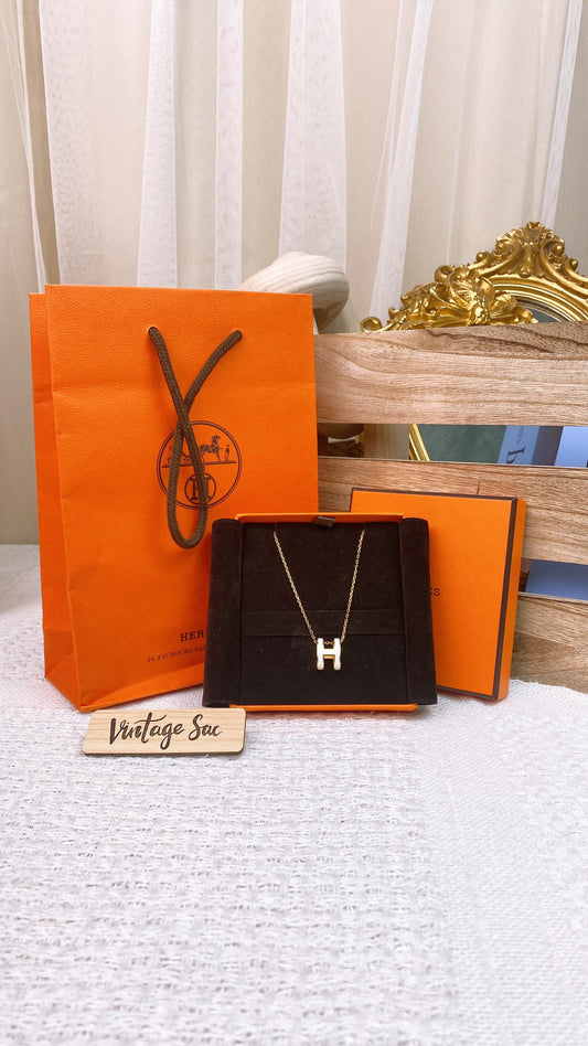 Hermes White Pop H Necklace