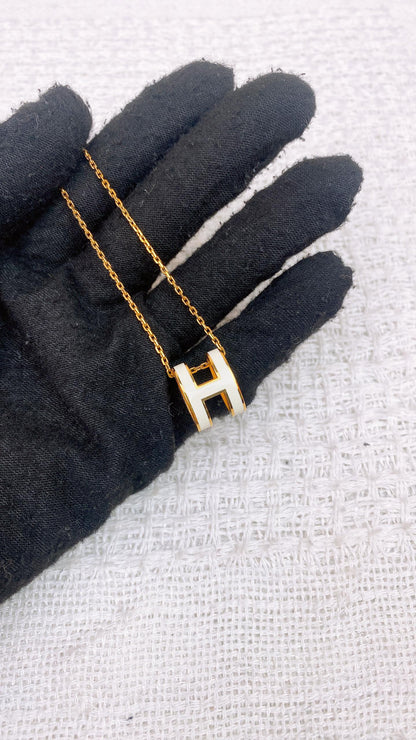 Hermes White Pop H Necklace