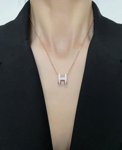 Hermes White Pop H Necklace