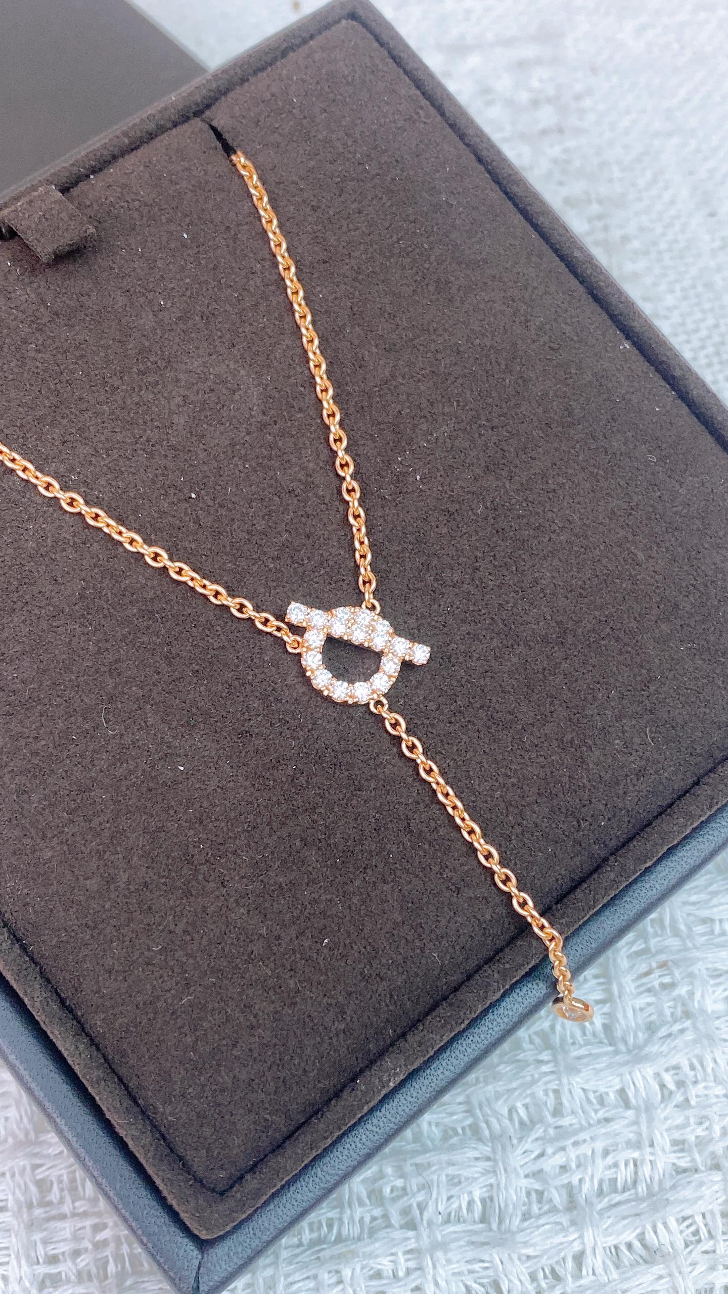 Hermes Rose Gold Pinesse Lariant Necklace