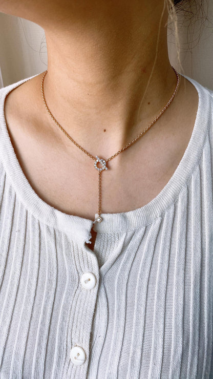 Hermes Rose Gold Pinesse Lariant Necklace