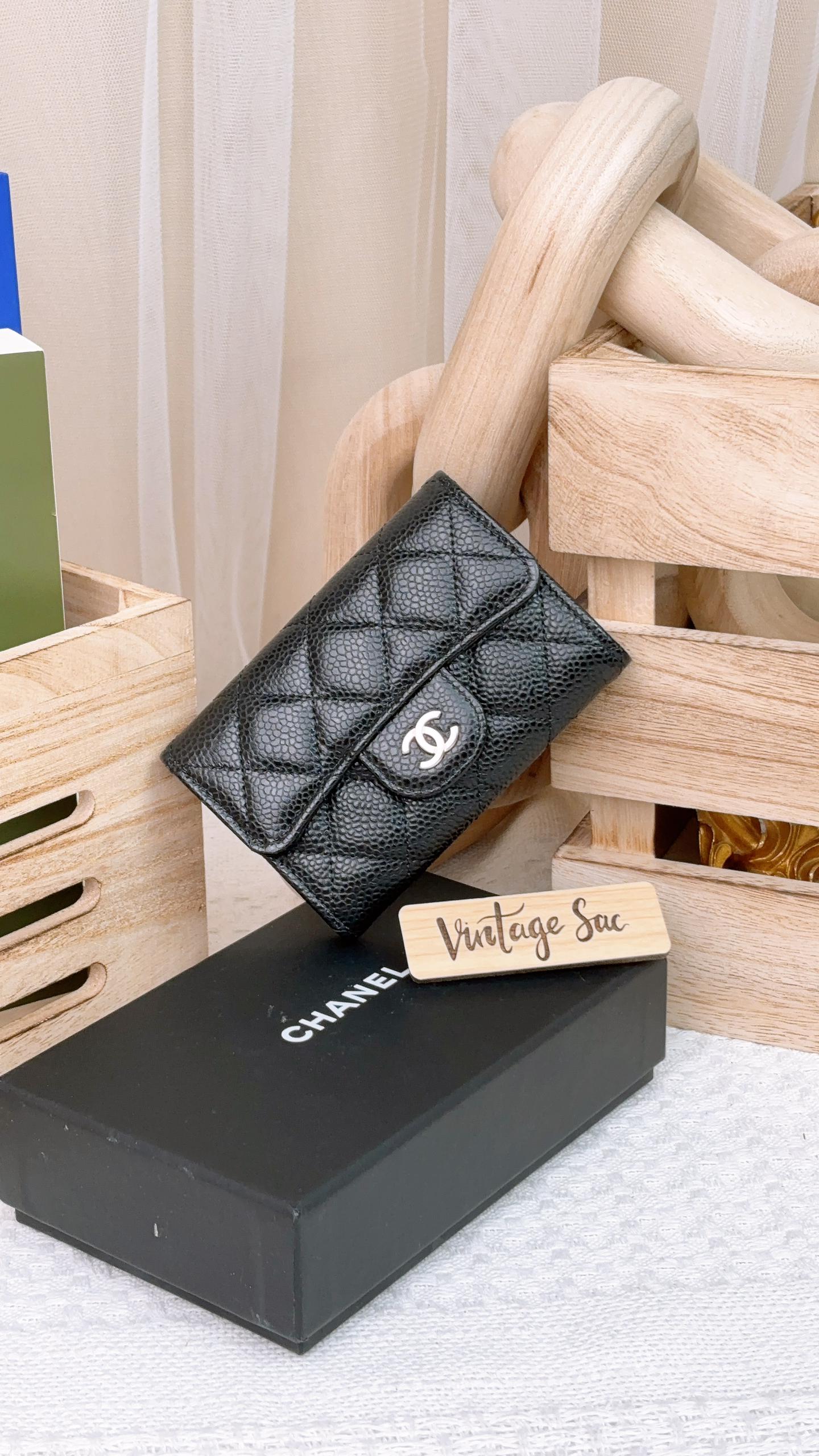 Chanel Black Caviar Classic Card Holder SHW