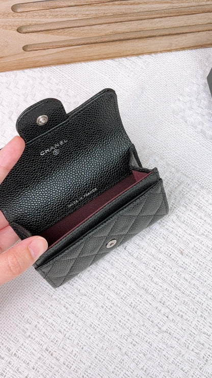 Chanel Black Caviar Classic Card Holder SHW