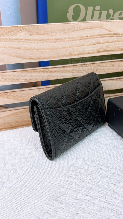 Chanel Black Caviar Classic Card Holder SHW