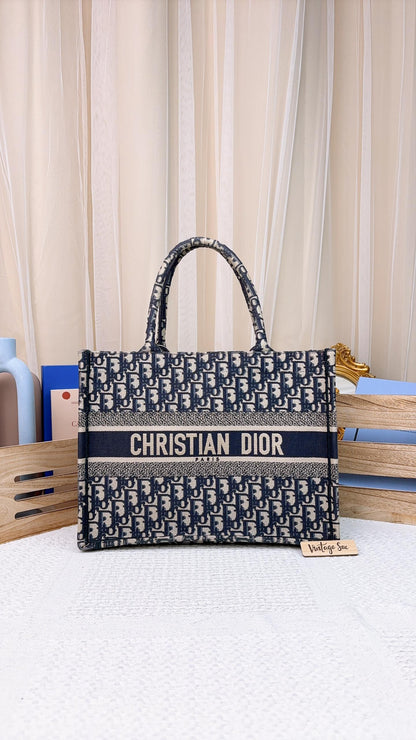 Dior Navy Oblique Medium Book Tote