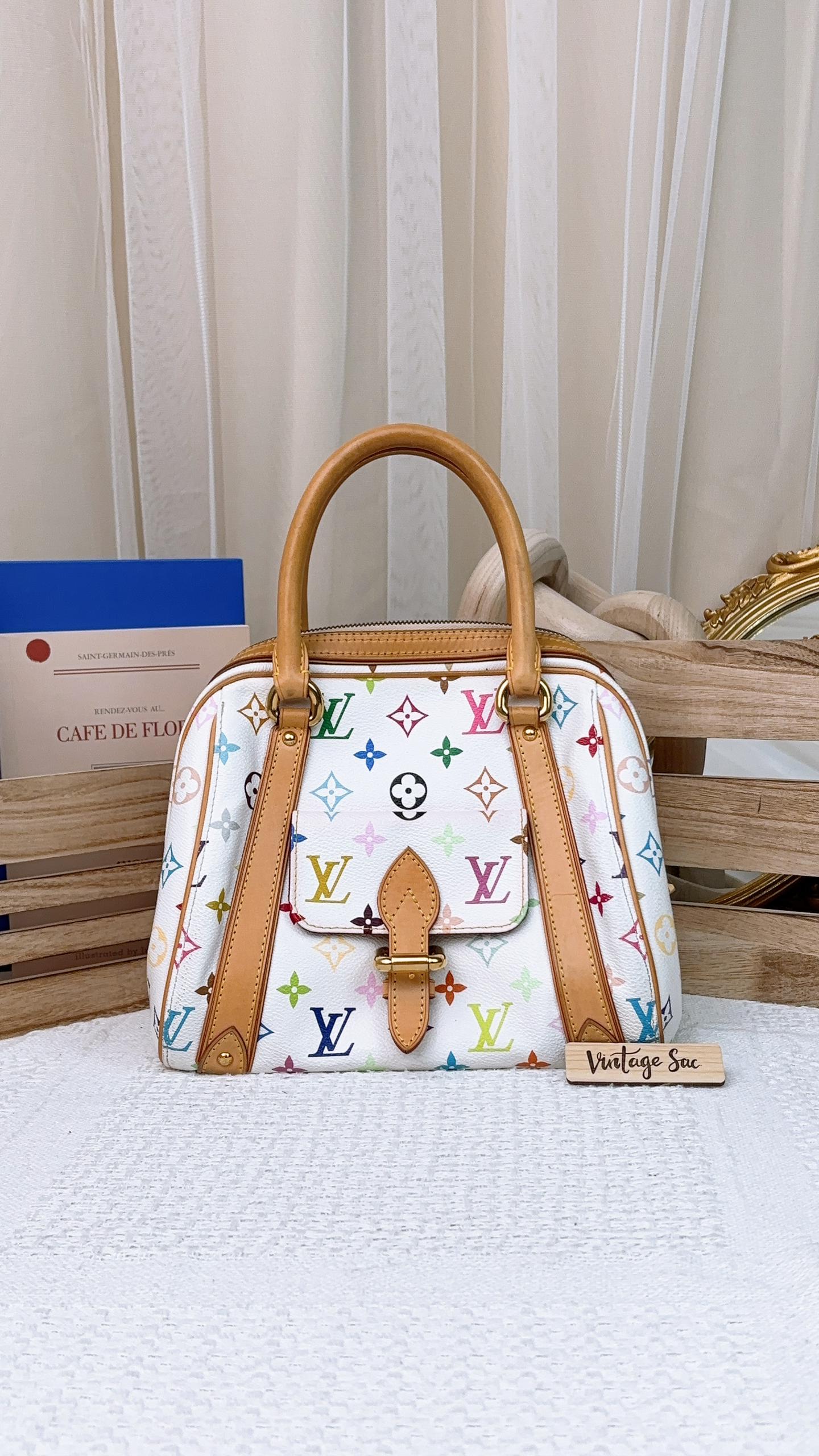 LV White Multicolour Priscilla Bowler Bag