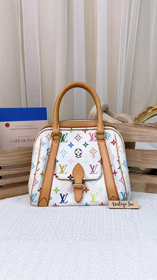 LV White Multicolour Priscilla Bowler Bag