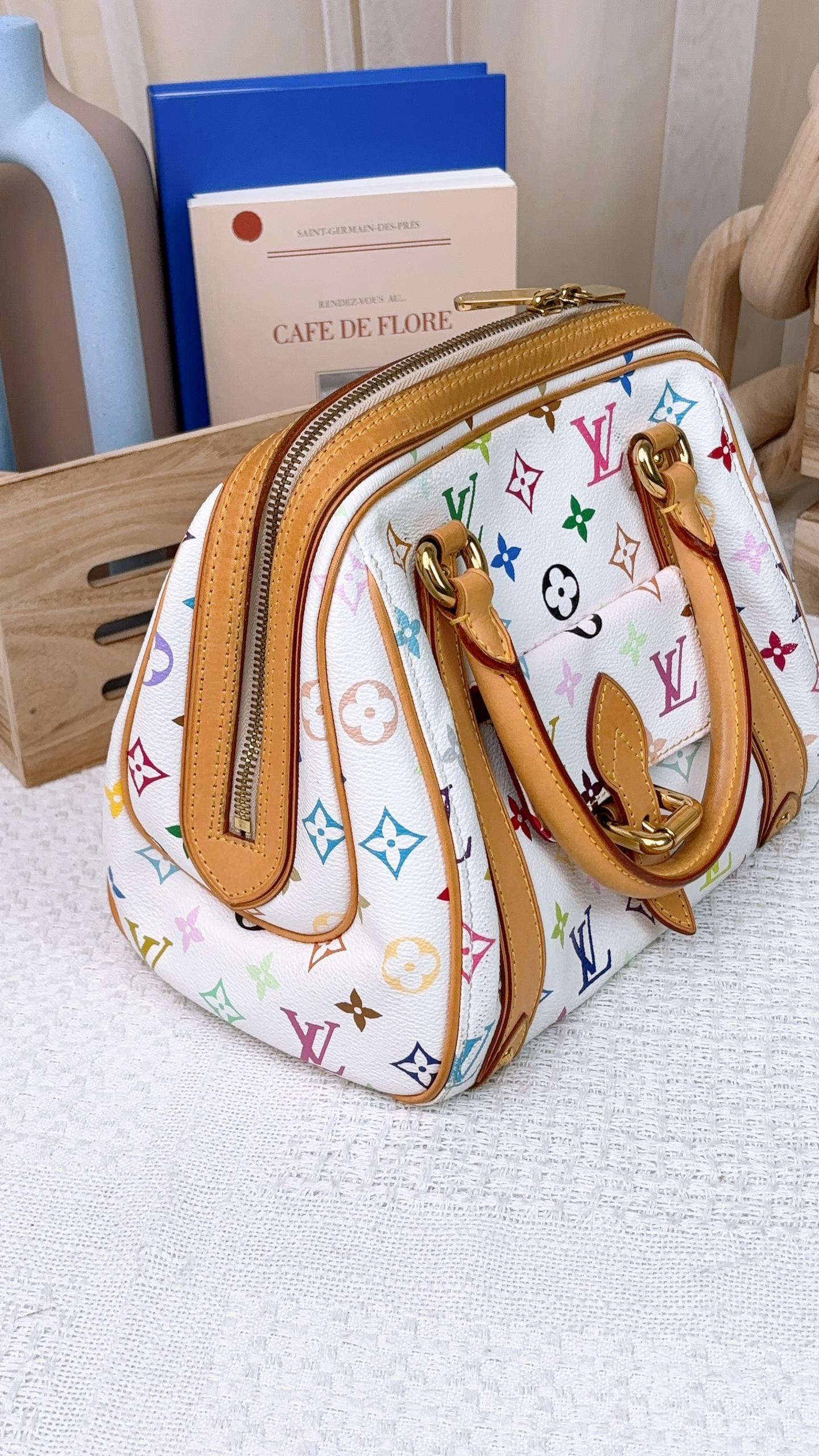 LV White Multicolour Priscilla Bowler Bag