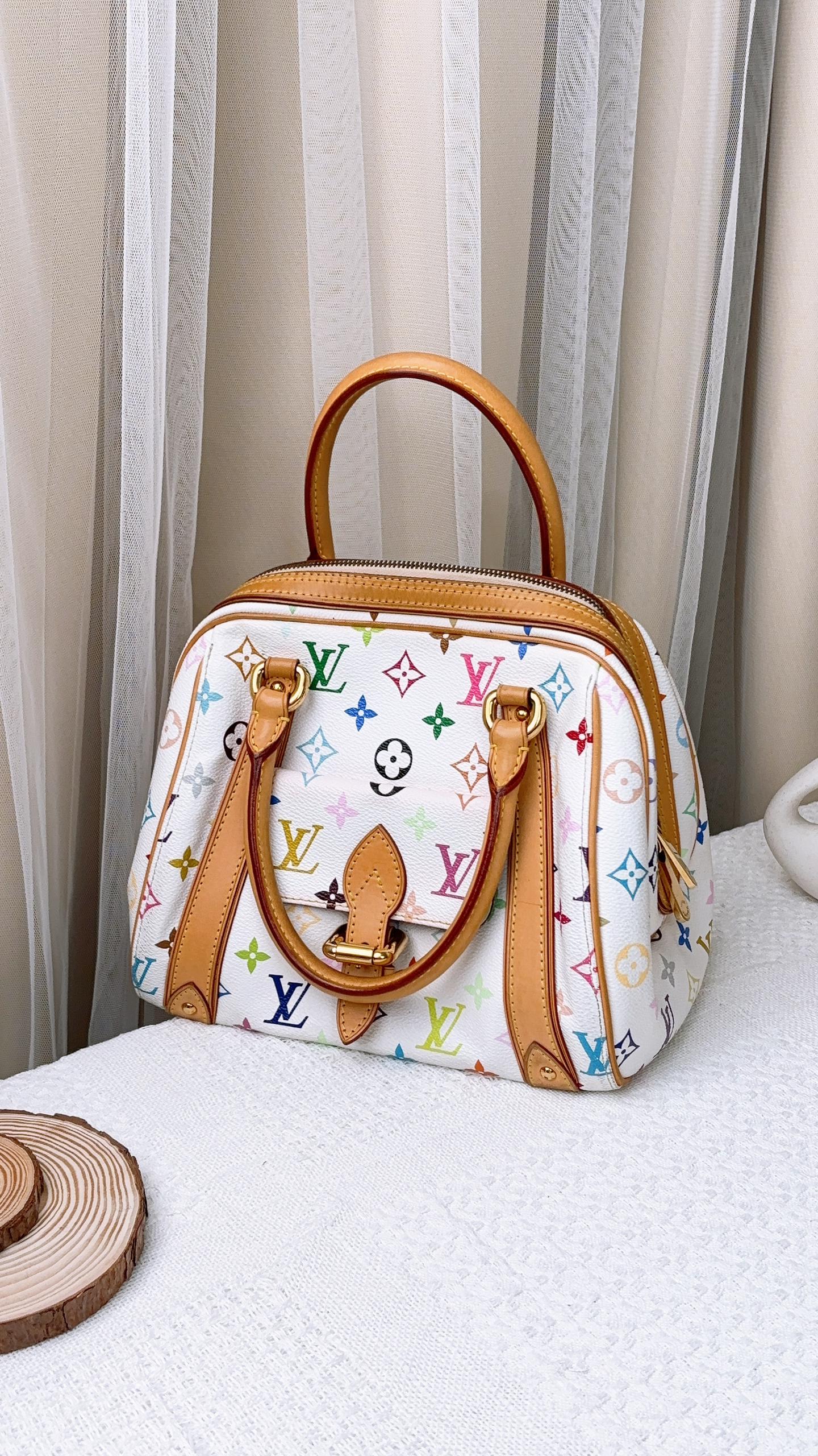 LV White Multicolour Priscilla Bowler Bag