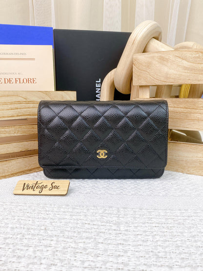 Chanel Black Caviar Classic WOC GHW