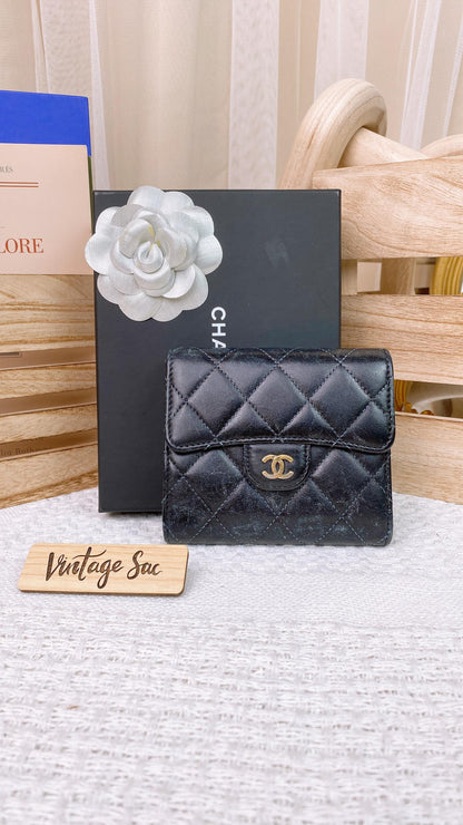 Chanel Lambskin Classic Trifold Wallet GHW