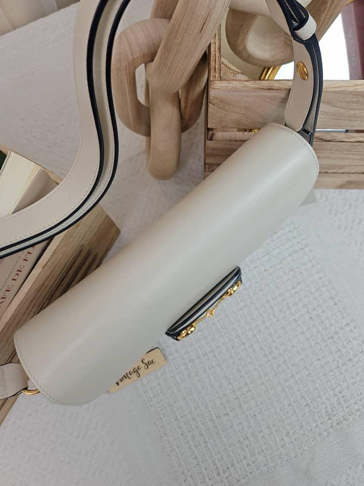 Gucci White 1955 Horsebit Medium Shoulder Bag (GHW)