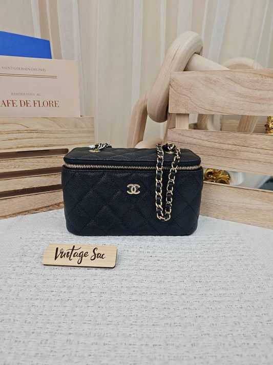 Chanel Black Caviar Classic Vanity GHW