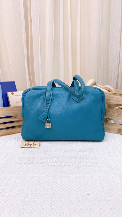 Hermes Victoria 35 Blue Clement PHW