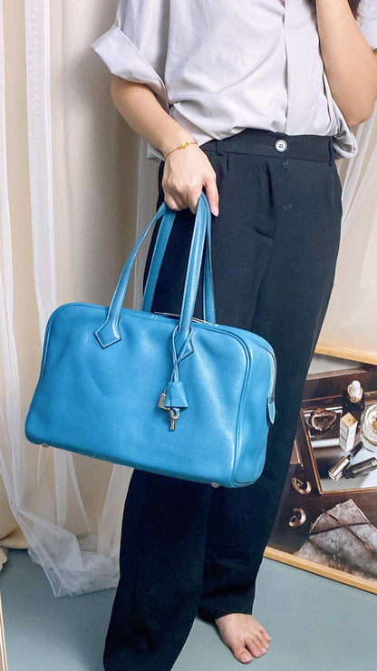 Hermes Victoria 35 Blue Clement PHW