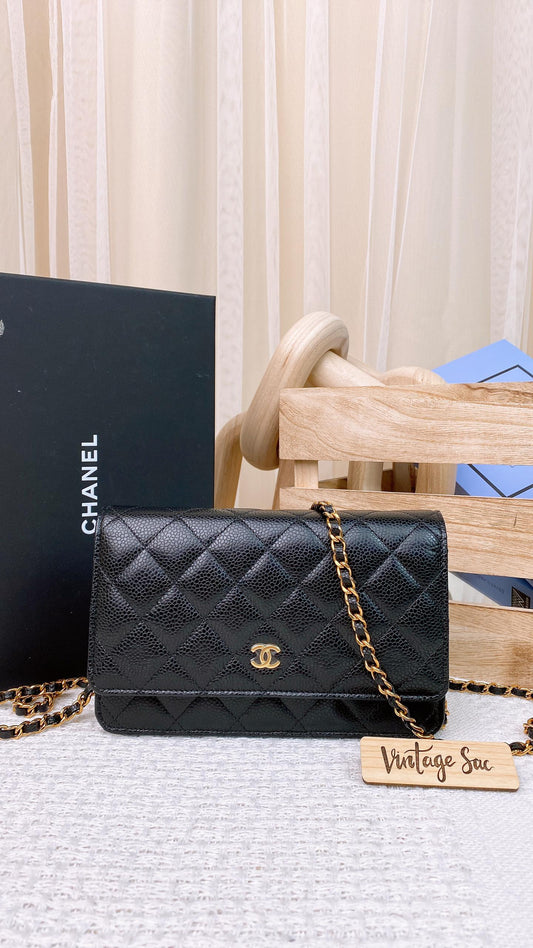 Chanel Black Caviar WOC (GHW)