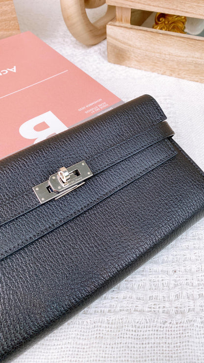 Hermes Noir Kelly Wallet (PHW)