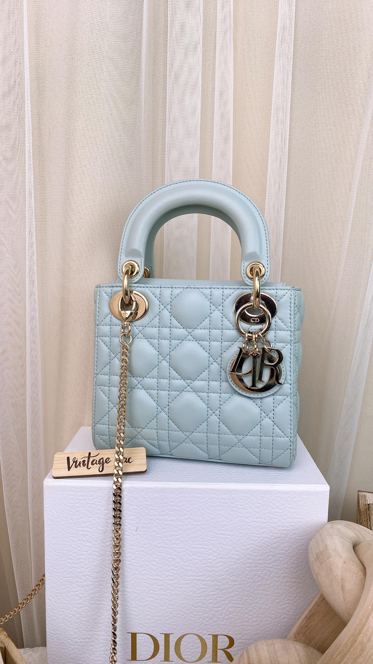 Dior Lambskin Cannage Mini Lady Dior Sky