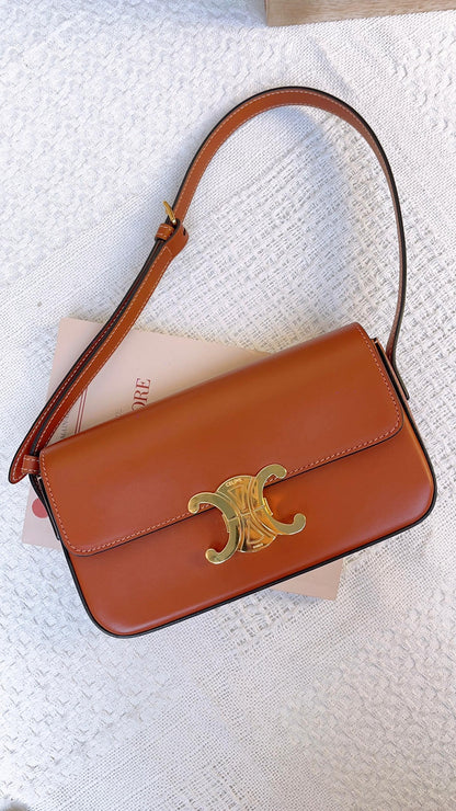 Celine Brown Triomphe Claude Shoulder Bag (GHW)