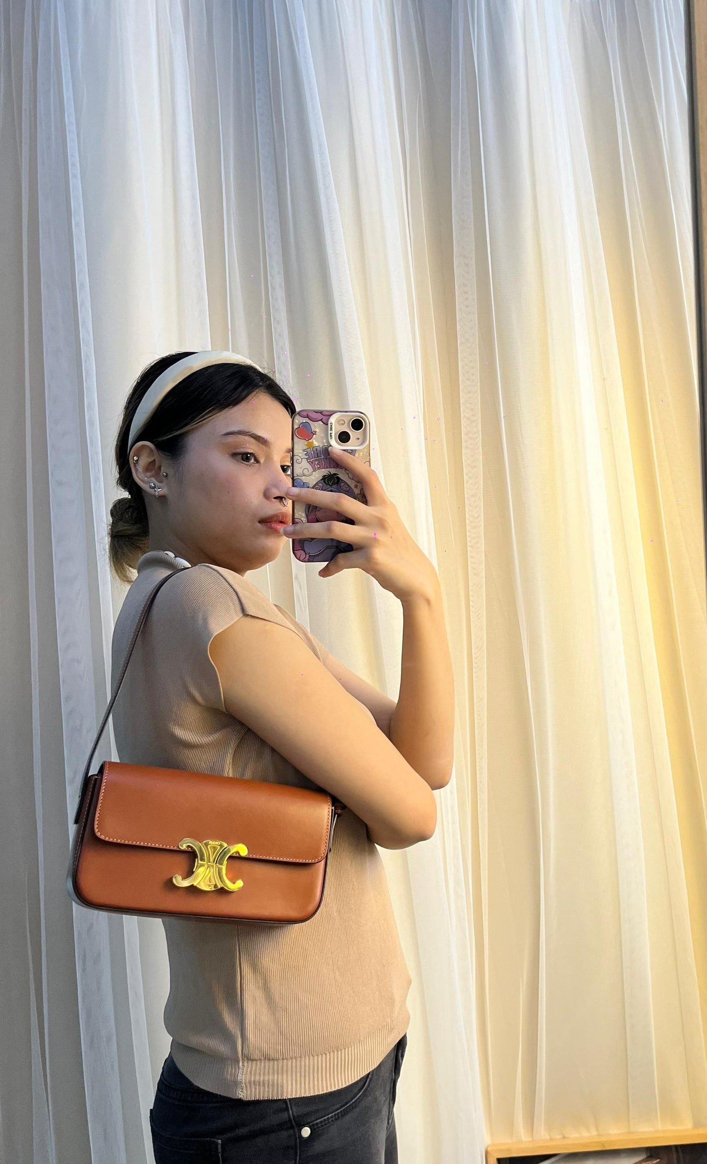 Celine Brown Triomphe Claude Shoulder Bag (GHW)