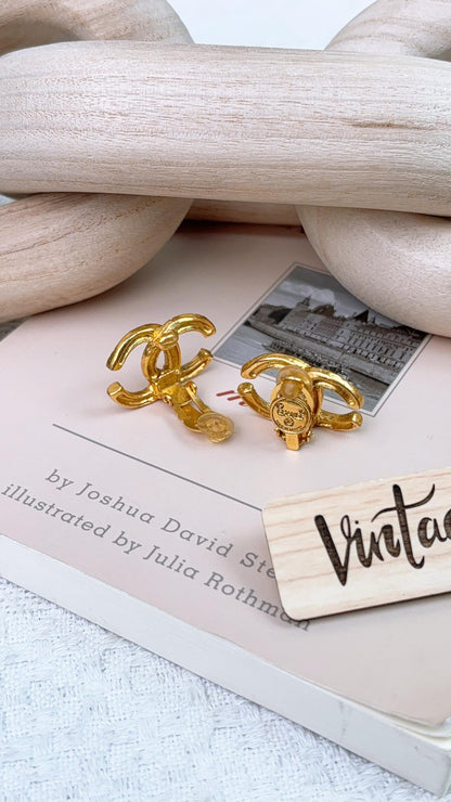 Chanel 24k Gold Vintage CC Earclips