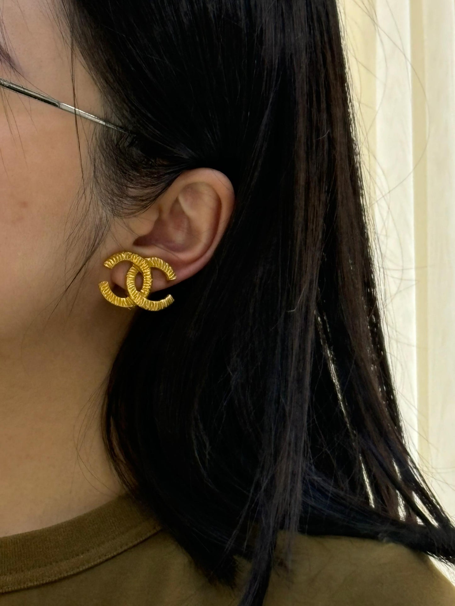 Chanel 24k Gold Vintage CC Earclips