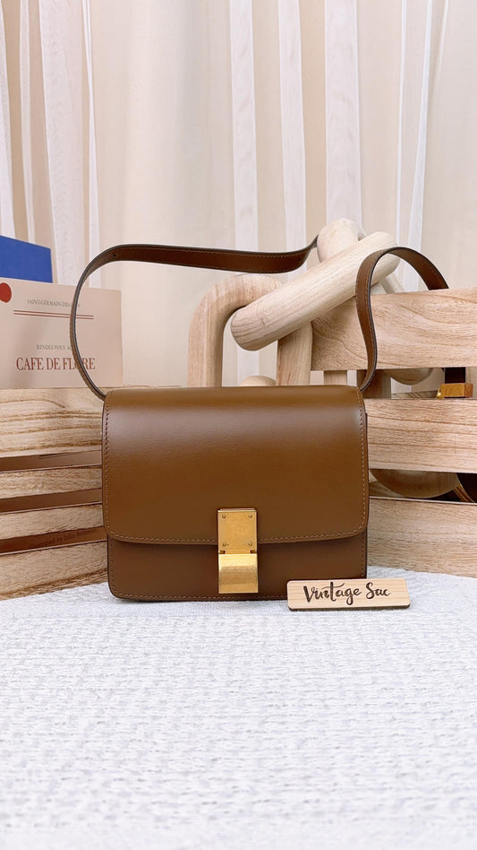 Celine Brown Calfskin Small Classic Box Bag GHW