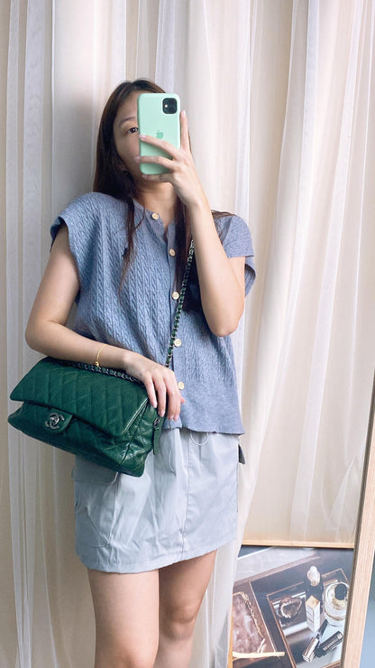 Chanel Dark Green Jumbo Easy Flap (RHW)