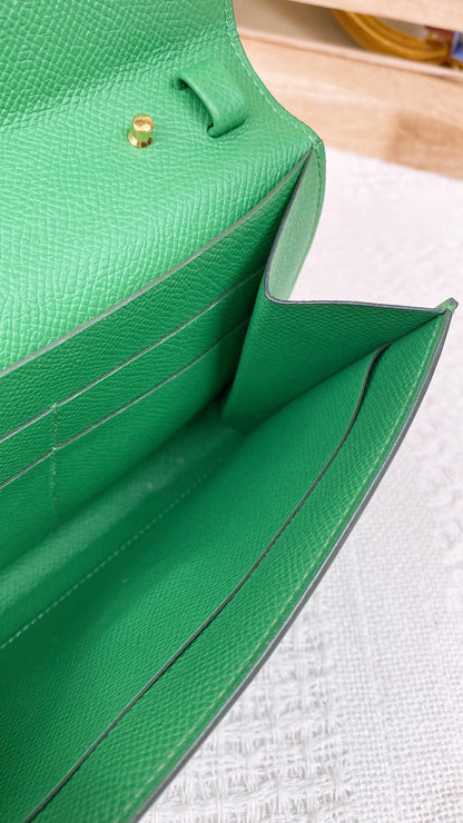 Hermes Vert Jade Epsom Clic 16 Wallet GHW