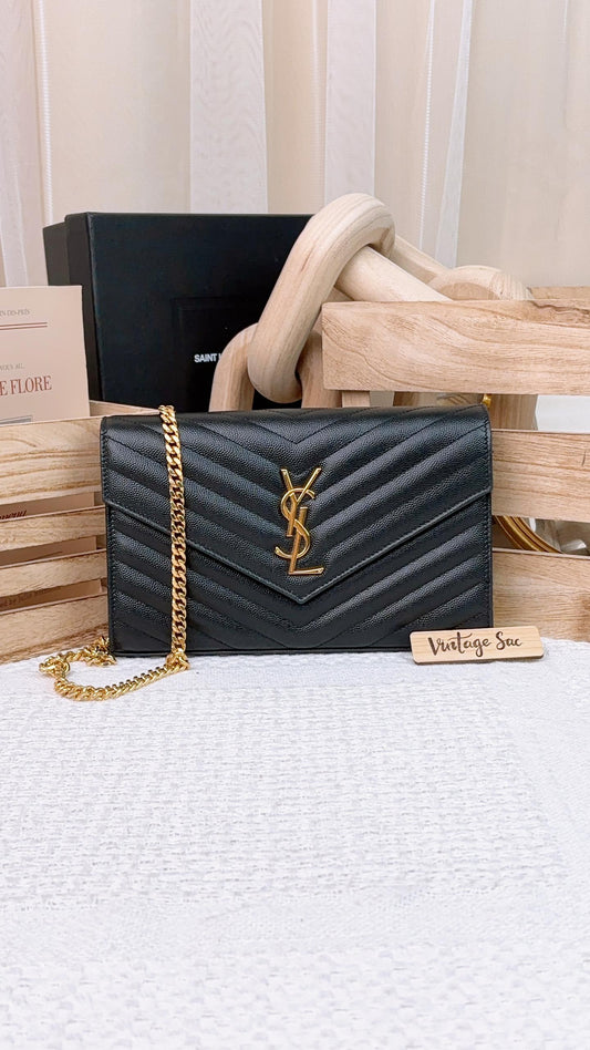 YSL Black Cassandre Envelope WOC GHW