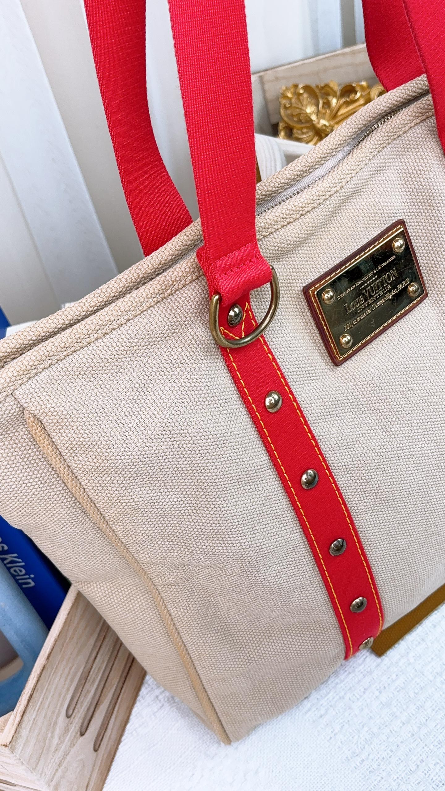 LV Beige Red Antigua Tote GM